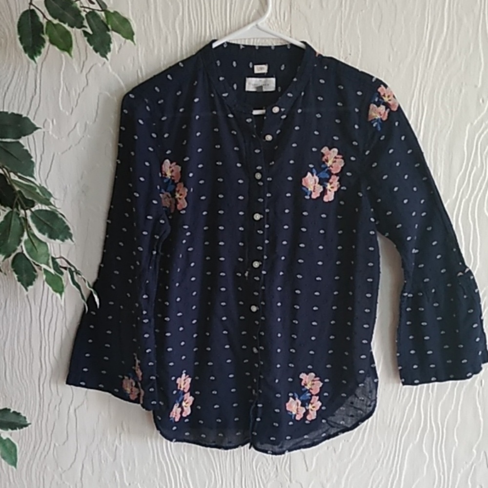 Loft the softened button down shirt floral popover